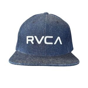 RVCA Men's Denim Blue Snapback Hat Adjustable Mid Fit‎ Casual Cap